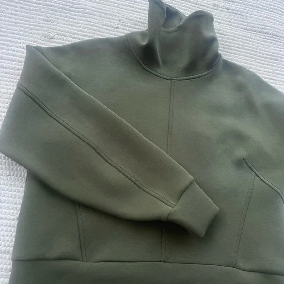 Calia Scuba Pullover Olive Green Funnel Neck Sweatshirt Size Small - Picture 9 of 12